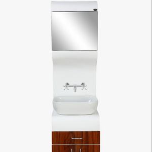 Elegant European style waterproof bathroom vanity cabinets single sink wash basin and mirror