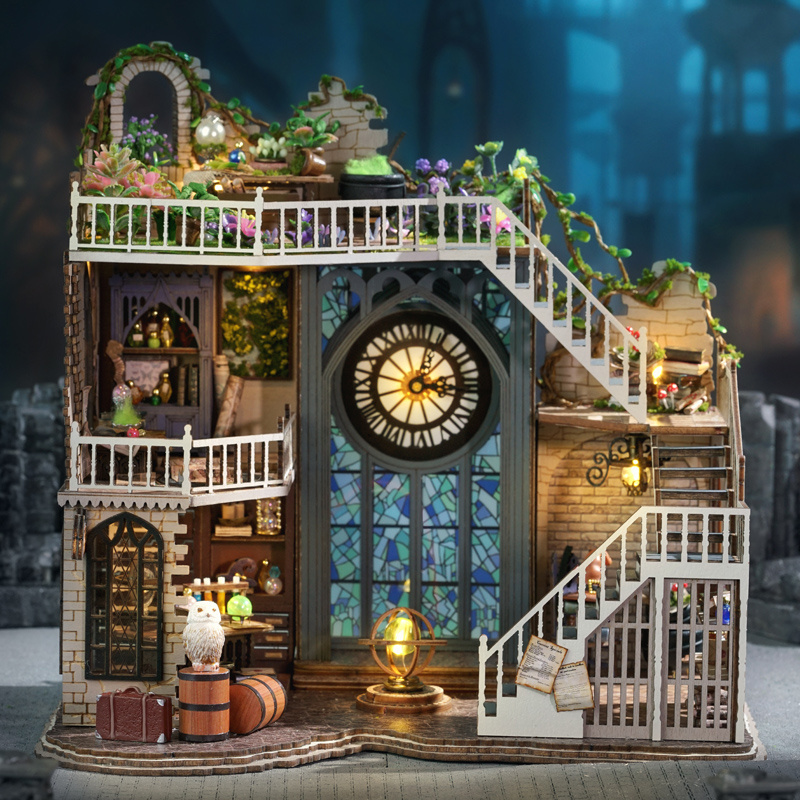 CuteBee Christmas Magic House 3D Wooden Puzzle Dollhouse  DIY Miniature Book Nook  For Christmas Gift