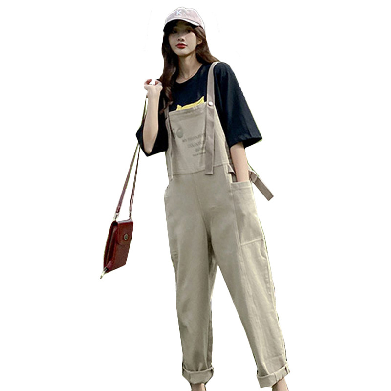 Korean style wide leg overalls Age-Reducing Casual Loose Straight-Tube Tooling Wide-Leg Jumpsuit