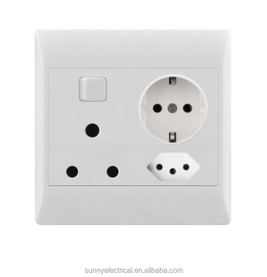 South African Standard Small Push Button Switch with 2 USB Ports Double Pole Wall Socket