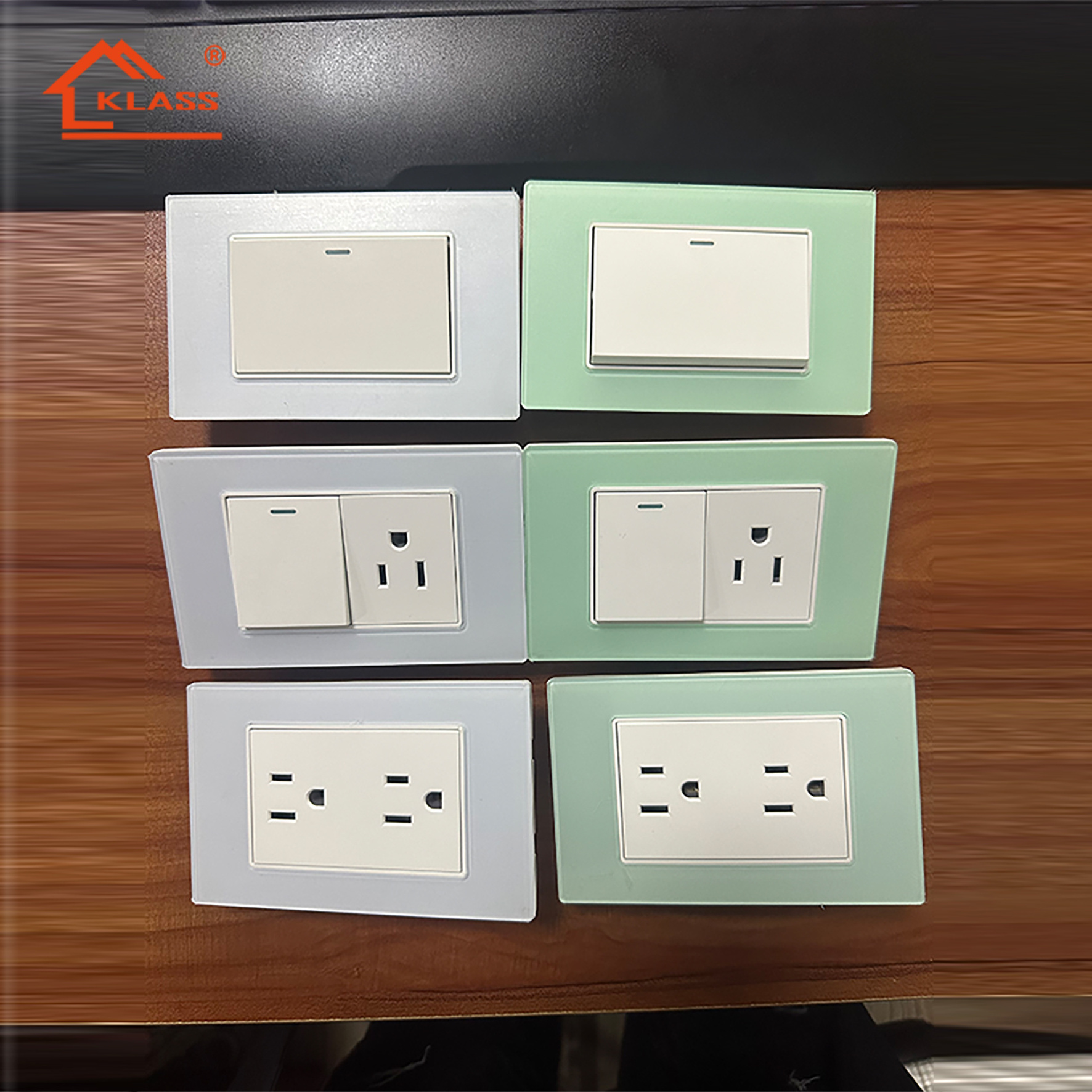 KLASS hot selling US 6hole 118mm wall socket 15a 110v panel switch and socket oem american type socket outlet