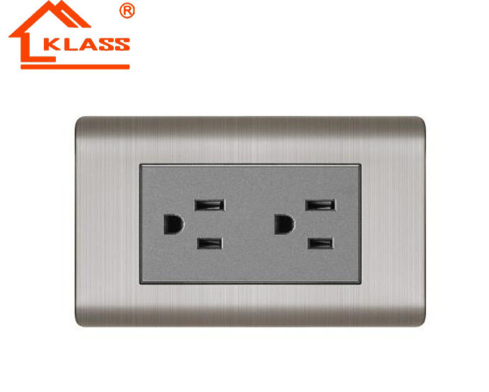 BS single US Wall electrical Switch and sockets stainless steel panel and US 6 PIN socket with 118 size frame