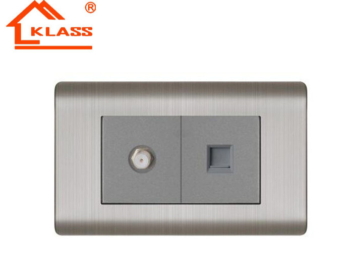 BS single US Wall electrical Switch and sockets stainless steel panel and US 6 PIN socket with 118 size frame