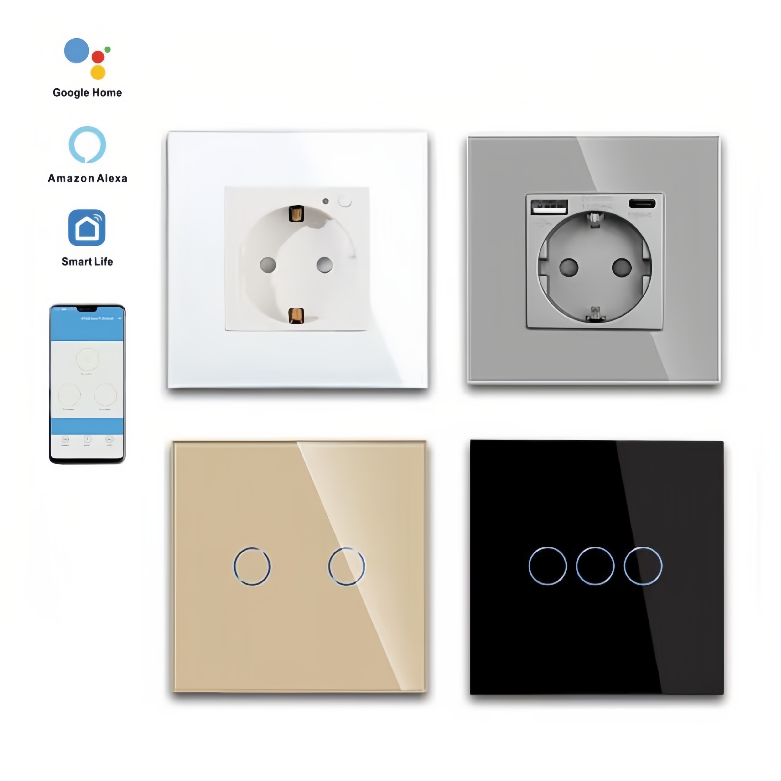 KLASS Tuya Smart Switch App Wifi Led Light Touch Switch Glass Electrical Remote Wireless 1/2/3/4 Gang Wall Switch