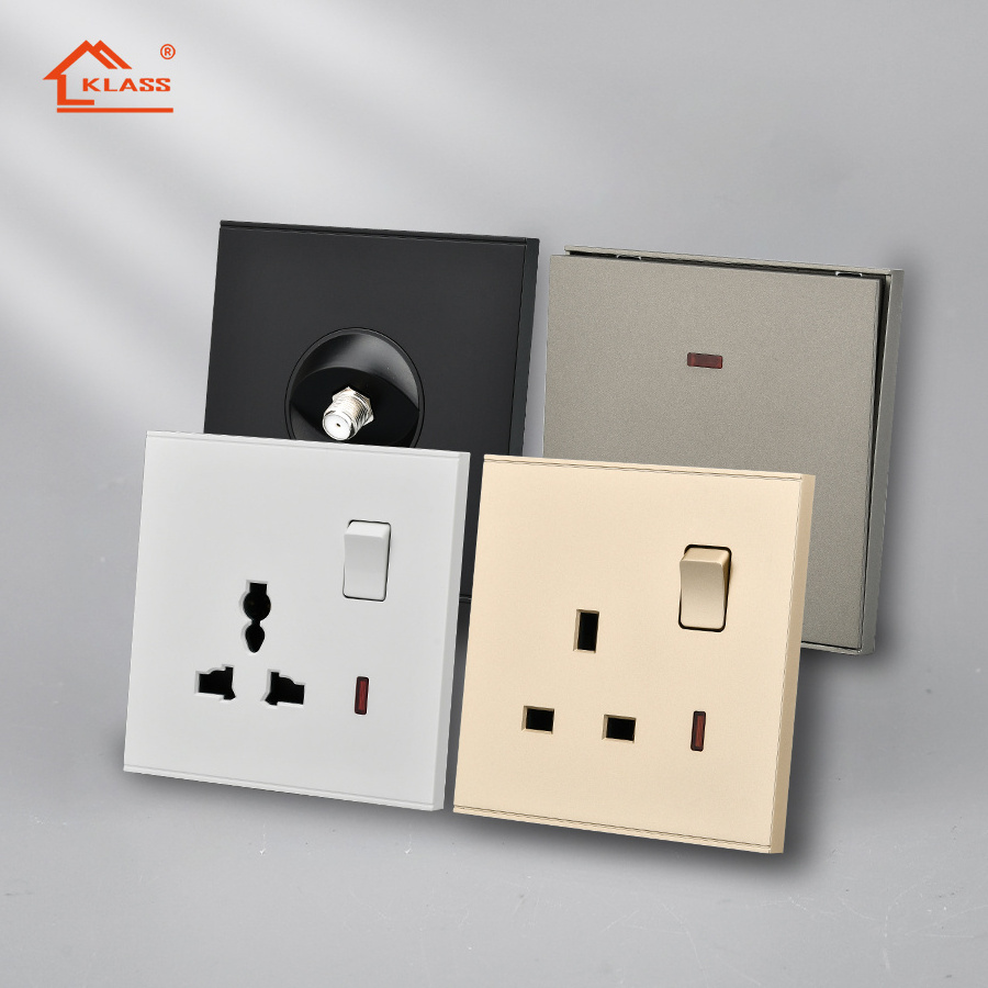 KLASS Hot Sell CE ISO Home lighting power electrical switch and socket small button flush type wall mounted 3 gang light wall sw