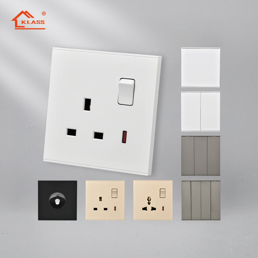 KLASS Hot Sell CE ISO Home lighting power electrical switch and socket small button flush type wall mounted 3 gang light wall sw