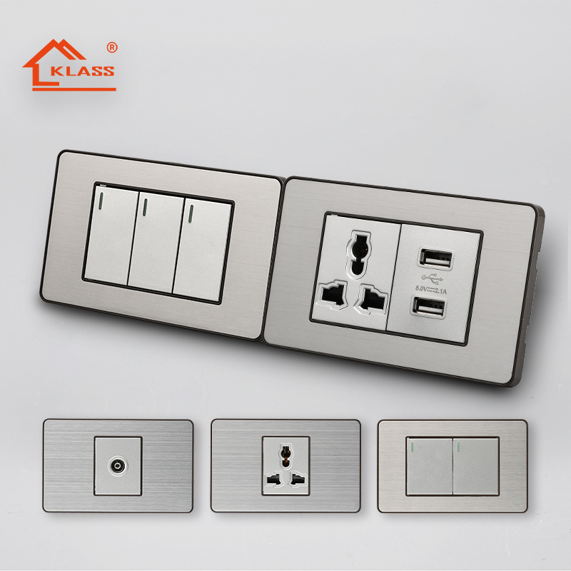 KLASS hot sale 118 series USA 3 gang thin wall switch power wall light switch and socket