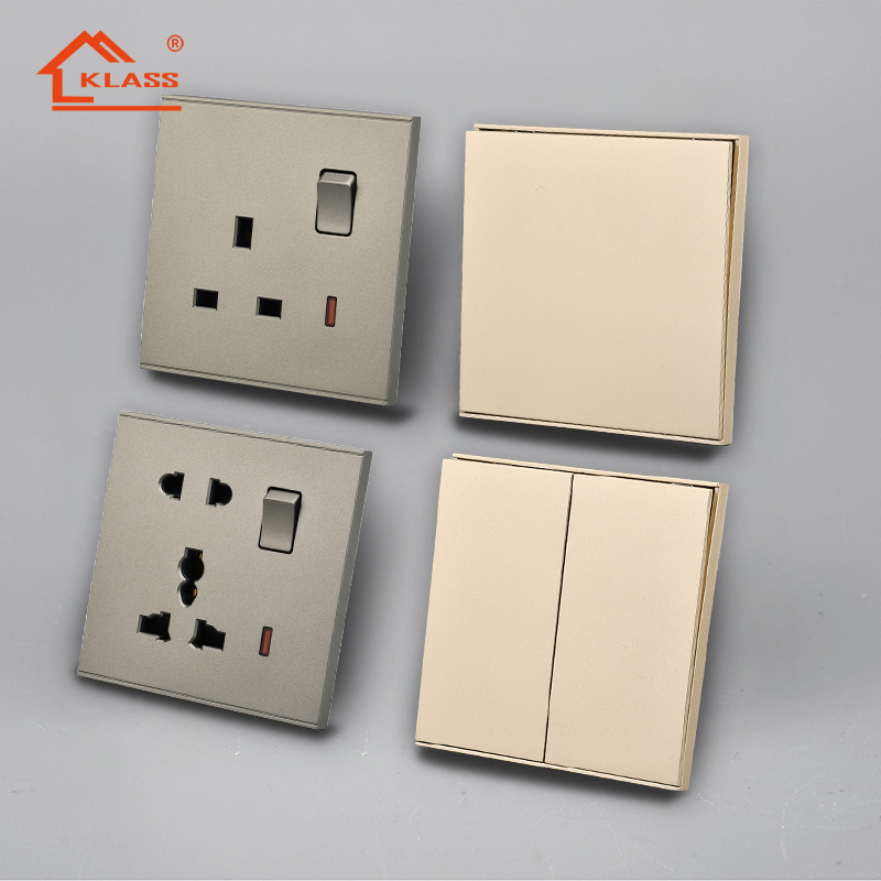 High New Design Home Hotel Modern Design Well Known UK Standard Africa Grey Color 1Gang 3Way Electric Wall Light Switch Socket