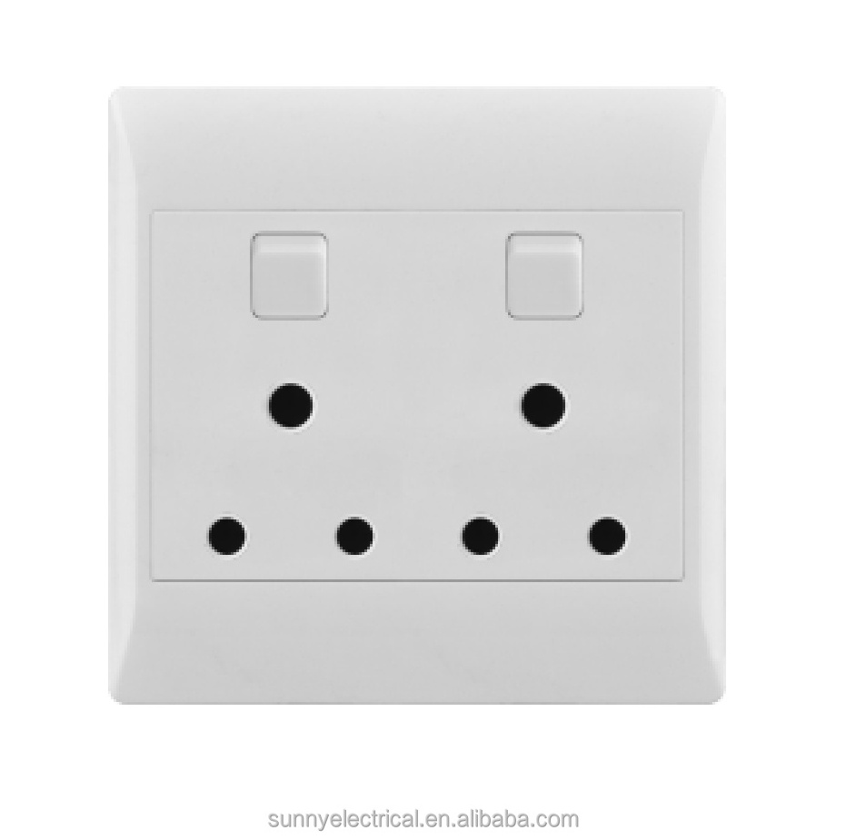 South African Standard Small Push Button Switch with 2 USB Ports Double Pole Wall Socket