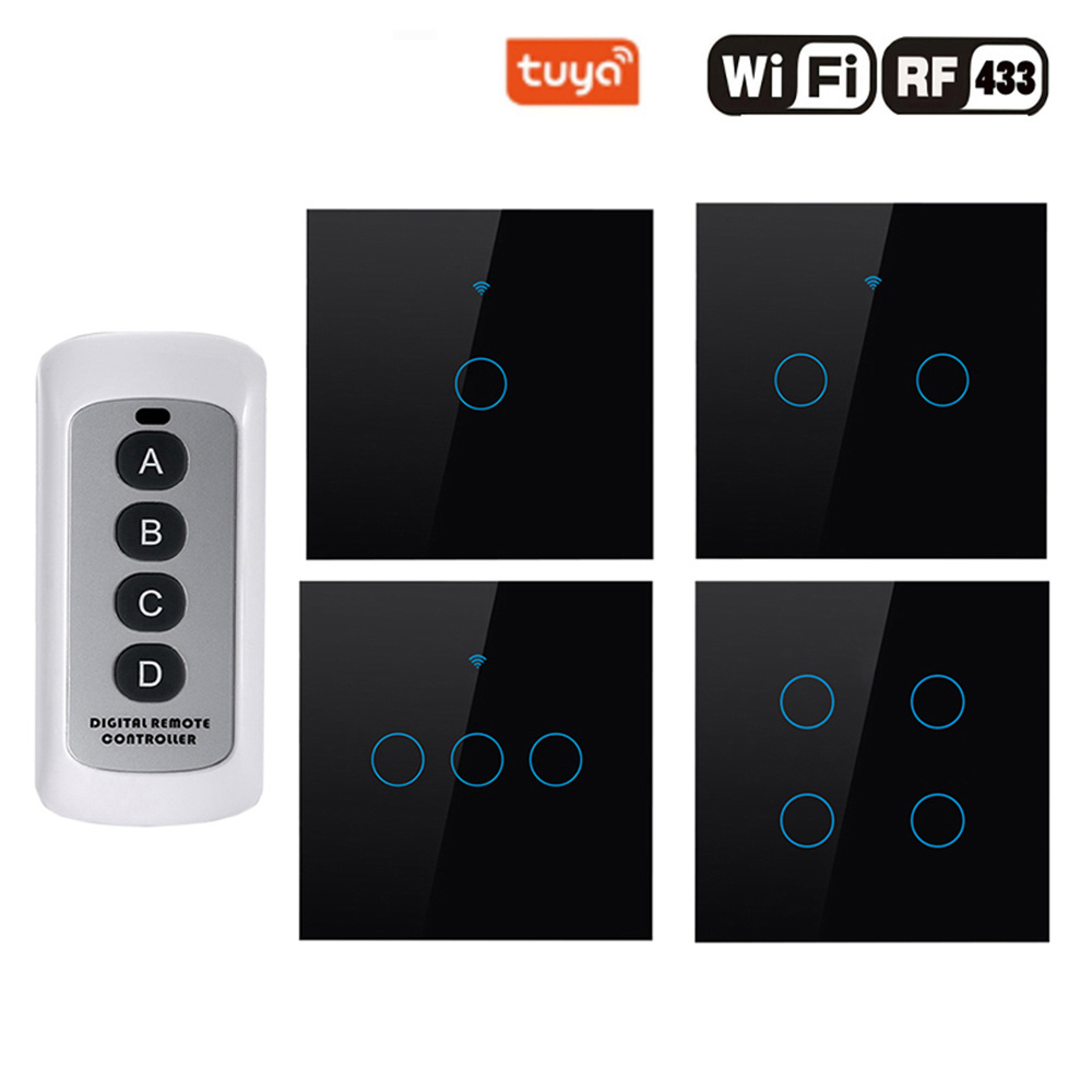 Tuya WiFi +RF Smart Switch EU/UK Standard Touch Smart Life Wall Switch160-250V Voice Work with Alexa Google Home single live