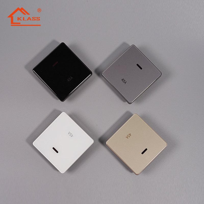 Factory supply British Standard Glass acrylic Plate 45A high power wall push button electric Air Conditioner Wall Switch