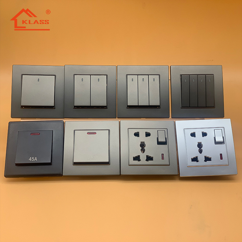 KLASS hot selling White Black Gold British Standard 3 Gang 2 Way Modern Light Wall Switches And Sockets Electrical Manufacturer