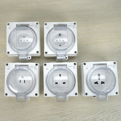 Manufacturer Rain Proof IP66 Outdoor Waterproof British Standard 1 Gang Single 13A UK Socket With Switch