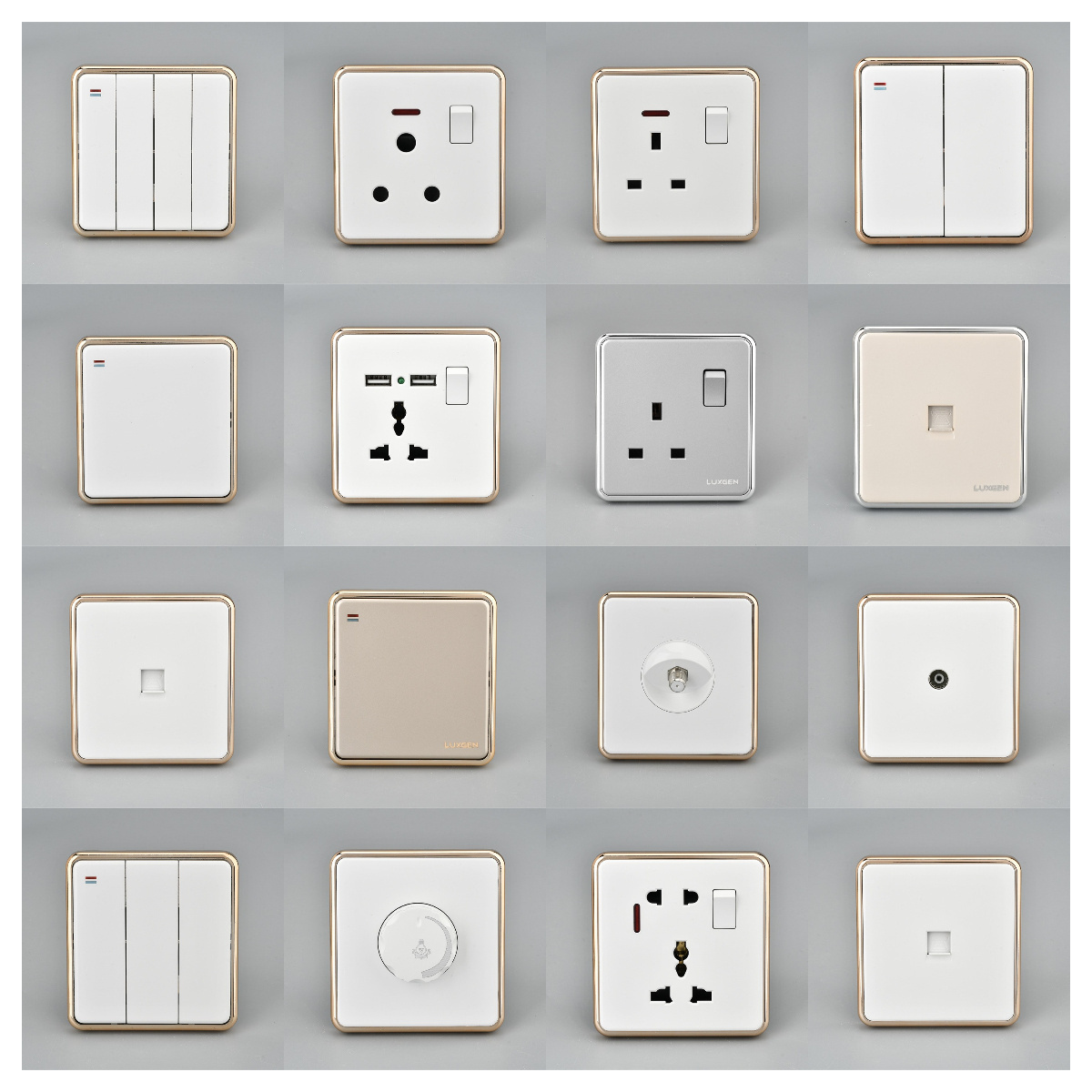 Uk Wall Light Switches and Sockets Modern Phnom Penh Premium Luxury Desighome Electrical 110v Wholesale Price High Quality White