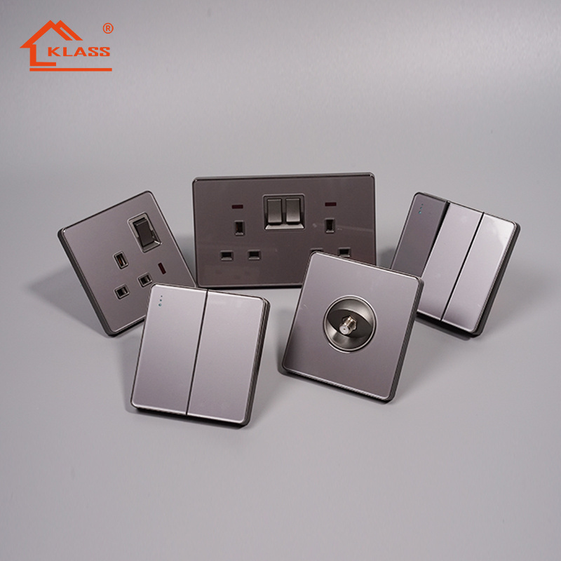 Factory supply British Standard Glass acrylic Plate 45A high power wall push button electric Air Conditioner Wall Switch