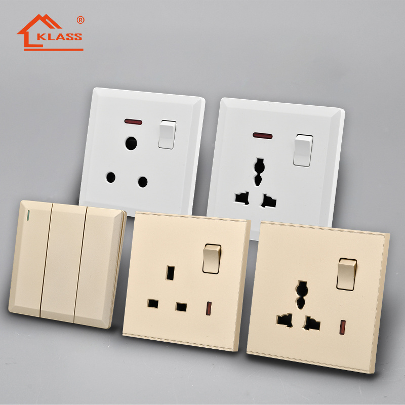 KLASS UK ultra thin big board  PC electrical light switch with 3 button Residential Wall Switch and socket