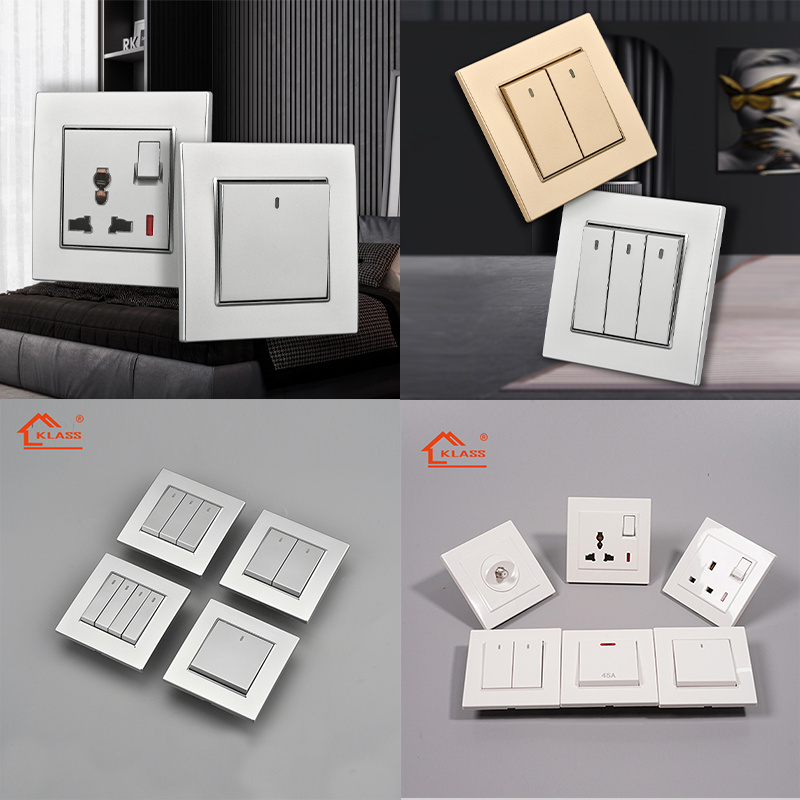 British BS UK 250V 15A single pole double twin 3 pin plug socket hole rectangular power lightwall switch socket with neon outlet