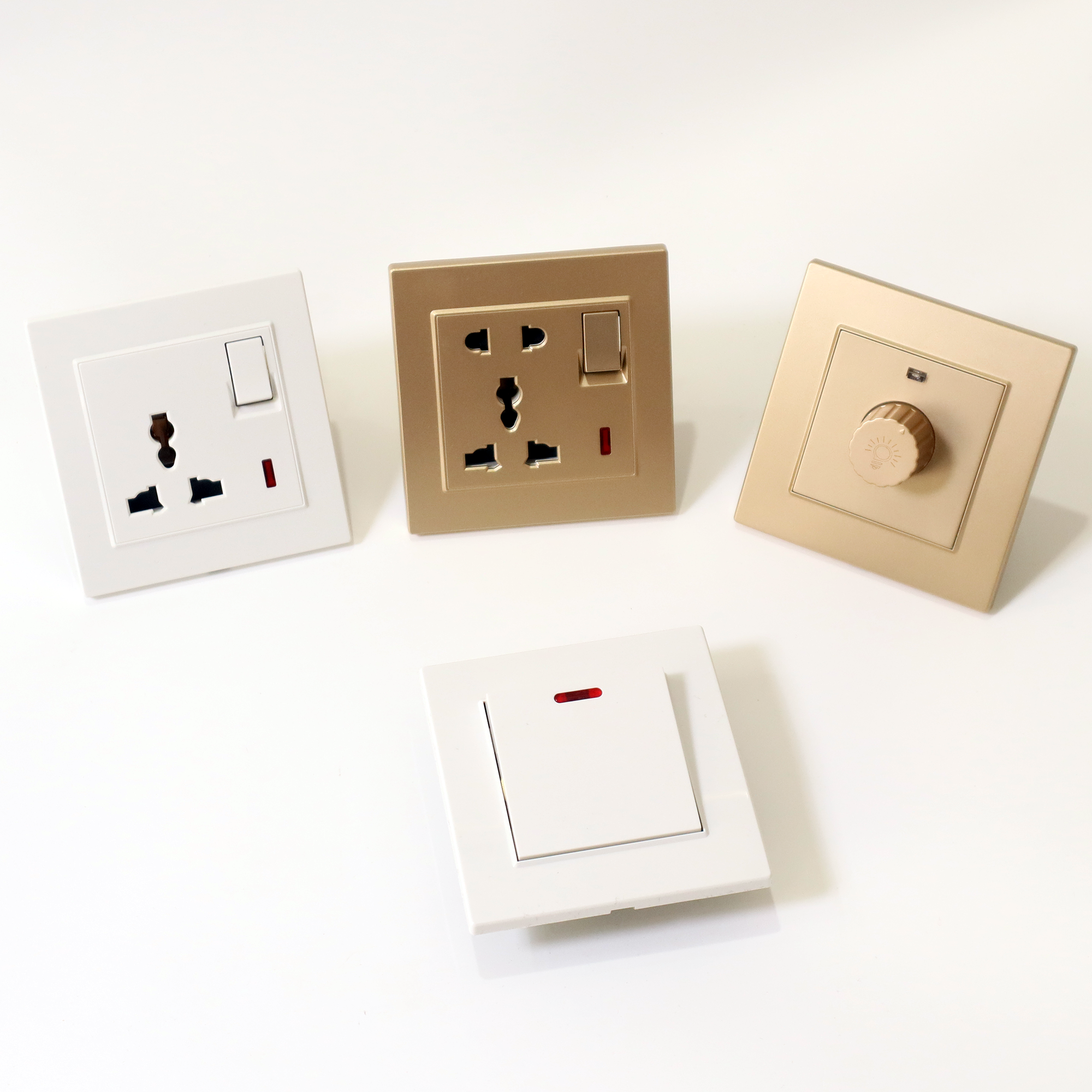 KLASS hot selling White Black Gold British Standard 3 Gang 2 Way Modern Light Wall Switches And Sockets Electrical Manufacturer