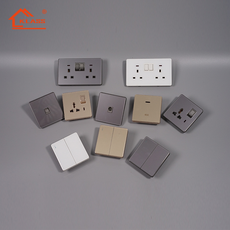 Factory supply British Standard Glass acrylic Plate 45A high power wall push button electric Air Conditioner Wall Switch