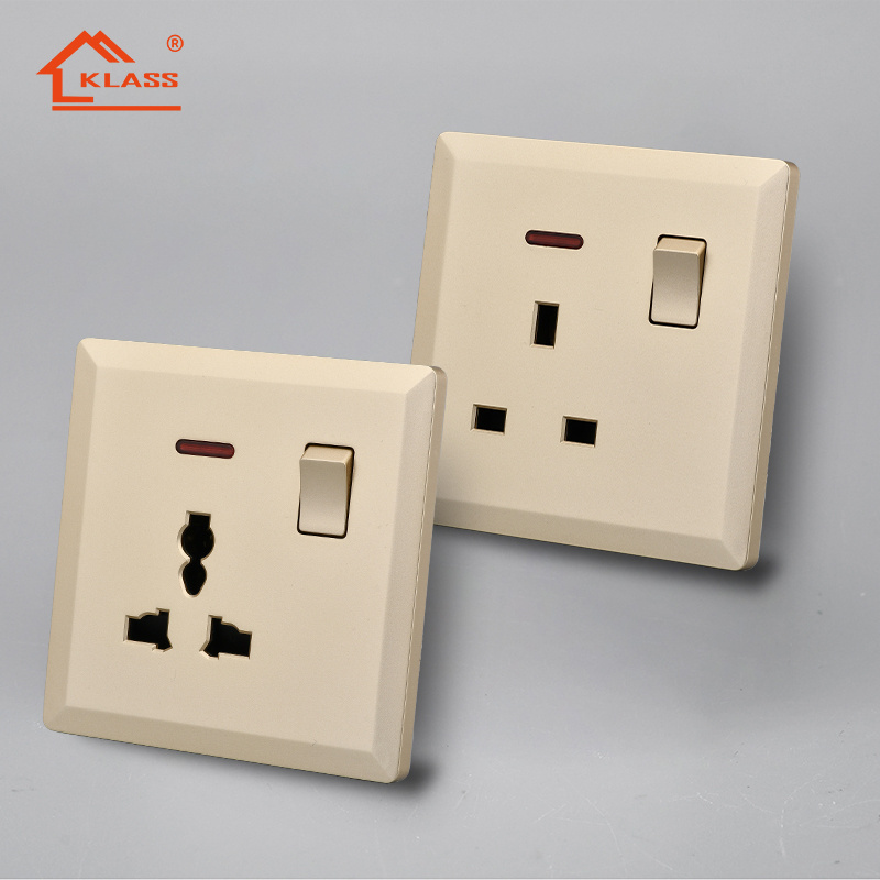 KLASS UK ultra thin big board  PC electrical light switch with 3 button Residential Wall Switch and socket