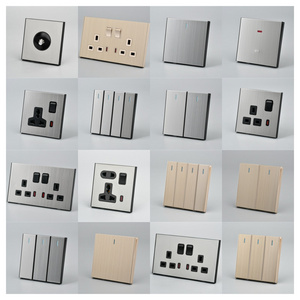 KLASS Wholesale Stainless Steel Switches and Socket 2 Gang 6 Pin 13A 16a 20a 32a 45a UK Standard Double Wall Socket