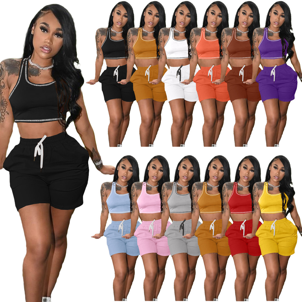 Conyson New 2 Piece Set Women Clothing Women's casual clothes Customized LOGO women set summer Ladies clothes Two Piece Set