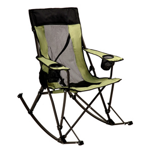 SunnyFeel Camping Rocking Chair Folding Lawn Chairs with Cup Holder and Carry Bag Mesh Back Recliner for Beach Outdoor