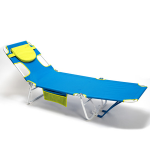 SunnyFeel Beach Lounge Chair Blue Color Outdoor Reclining Beach Chairs Lay Flat for Adults Outdoor Camping Poolside