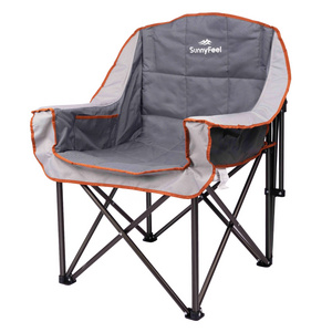 SUNNYFEEL Oversized Padded Camping Chair, Heavy Duty Padded Quad Arm Chair with Pocket for Outdoor, Picnic, Beach, Sports,