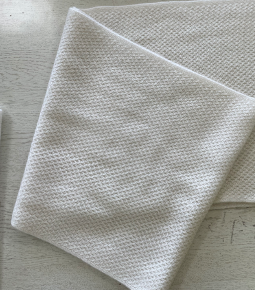 Ladies pure cashmere knit white scarf