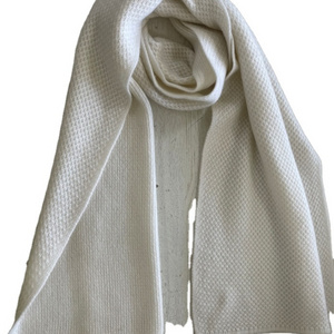 Ladies pure cashmere knit white scarf