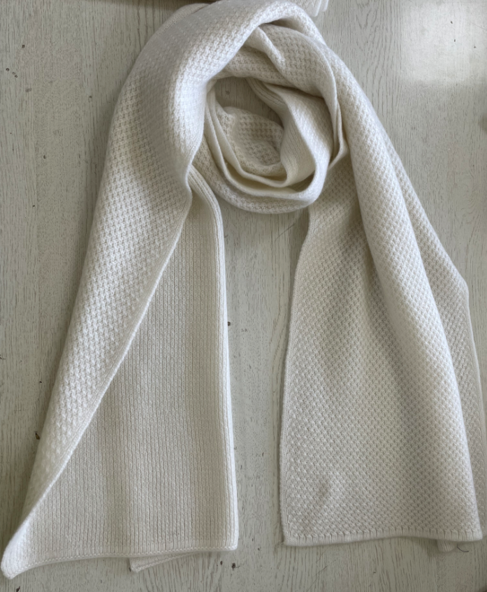 Ladies pure cashmere knit white scarf