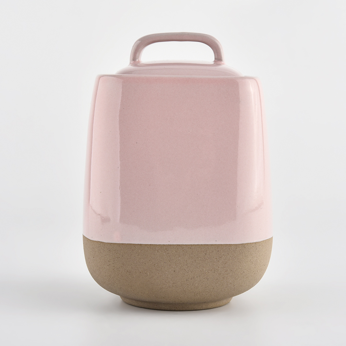 Luxury Custom Ceramic Jars for Candles with Lids Pink Candle Holder