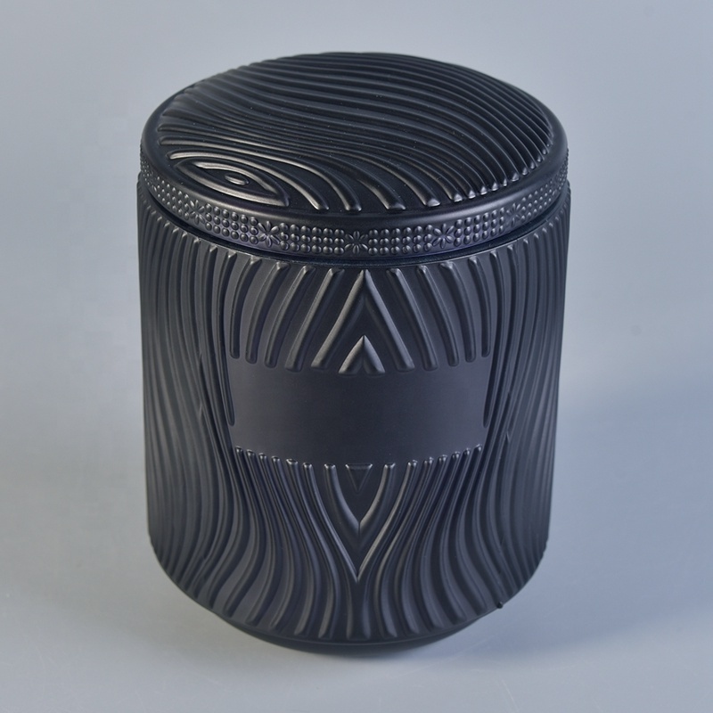 Matte Black Glass Candle Jar With Lids