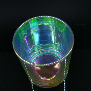 holographic glass tumbler, iridescent candle jar 8 oz