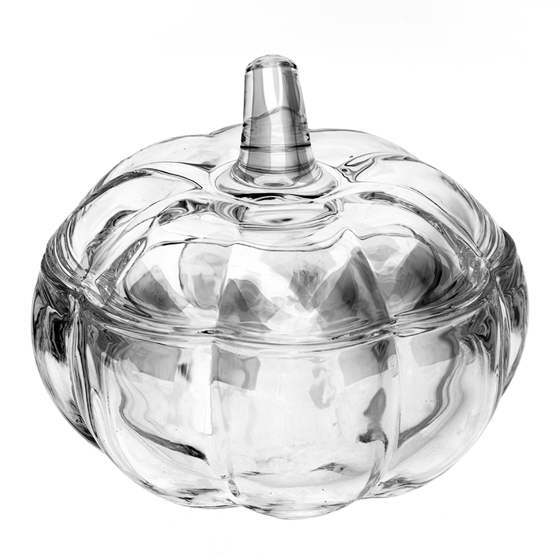 Home Decor Halloween Clear Pumpkin Shape Glass Jar with glass lid