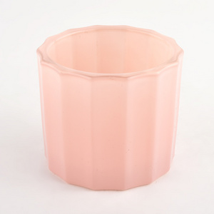 Luxury pink color Glass Candle Jars with stripe supplier