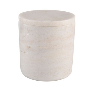 White marble stone cylinder candle jars with lids