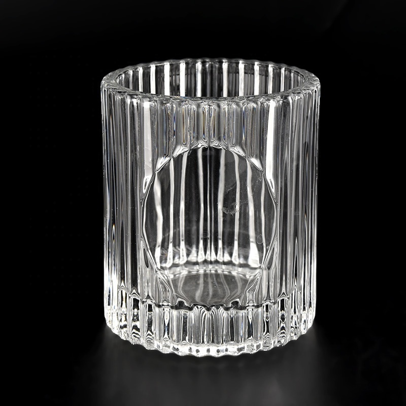 Luxury ribbed glass candle jar and holders for soy wax