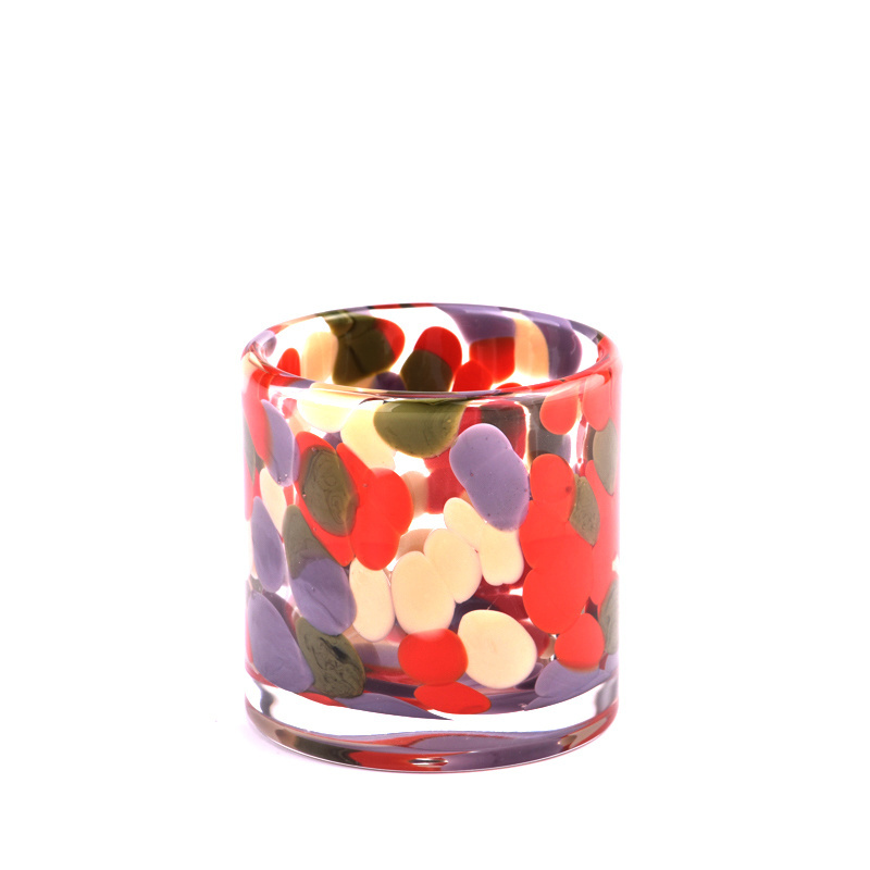 Leopard Print Handmade Glass Candle Jar For Candle Making Supplier