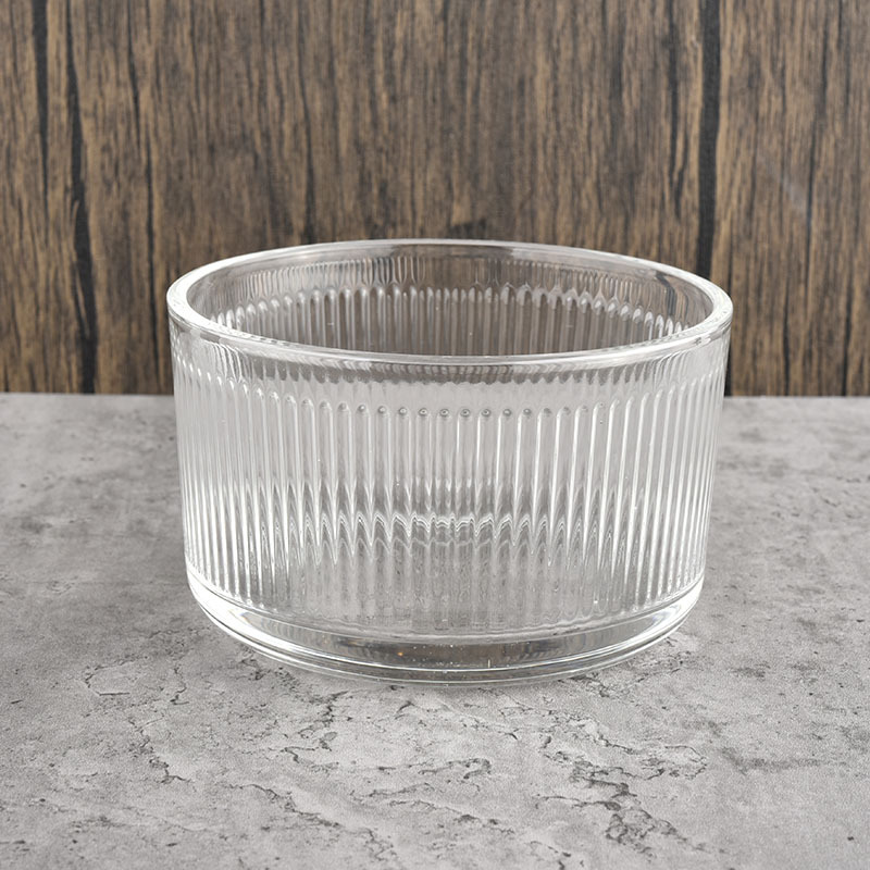 Popular large glass candle vessels stripe round bottom candle jars