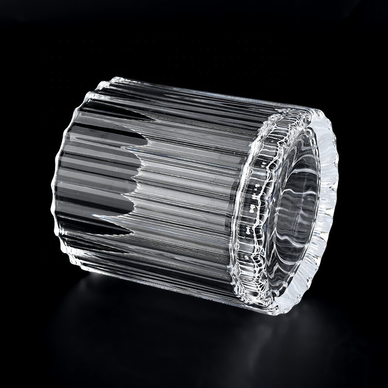 Luxury ribbed glass candle jar and holders for soy wax