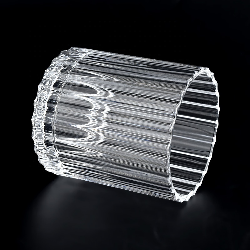 Luxury ribbed glass candle jar and holders for soy wax