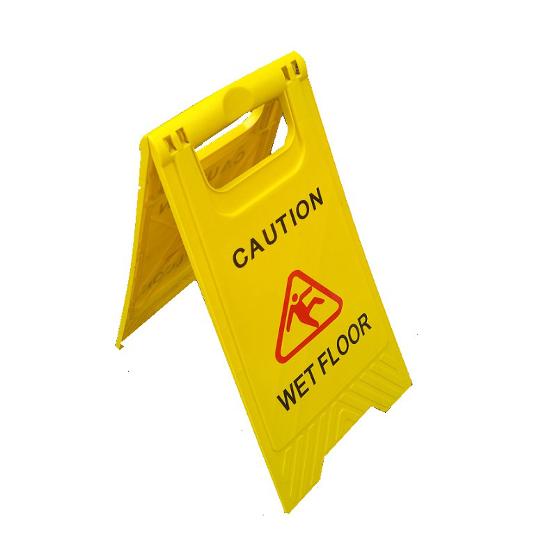 customized yellow plastic safety warning board cleaning caution wet floor warning sign