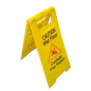 customized yellow plastic safety warning board cleaning caution wet floor warning sign