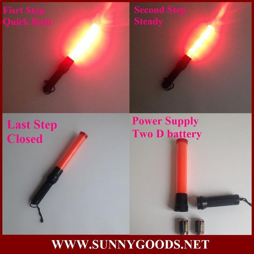 length 54cm red color road safety control concert led flashlight stick traffic  flashlight baton