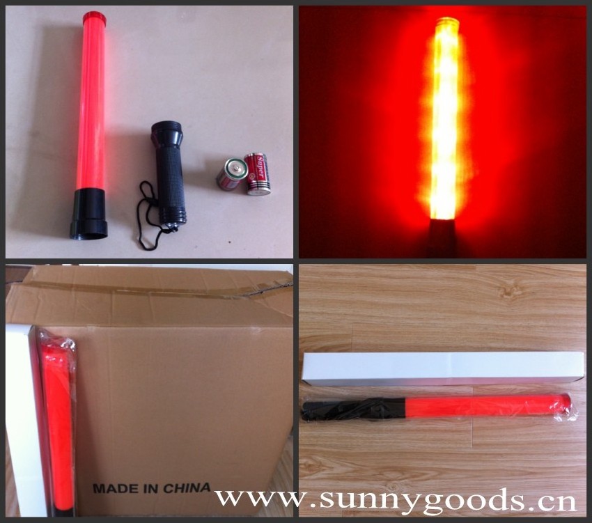 length 54cm red color road safety control concert led flashlight stick traffic  flashlight baton