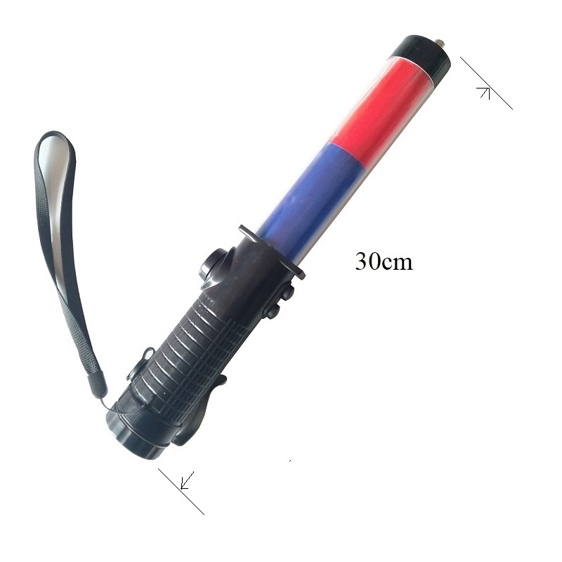 USB Rechargeable Red Blue Flash Light Traffic Control Command LED Signal Wand