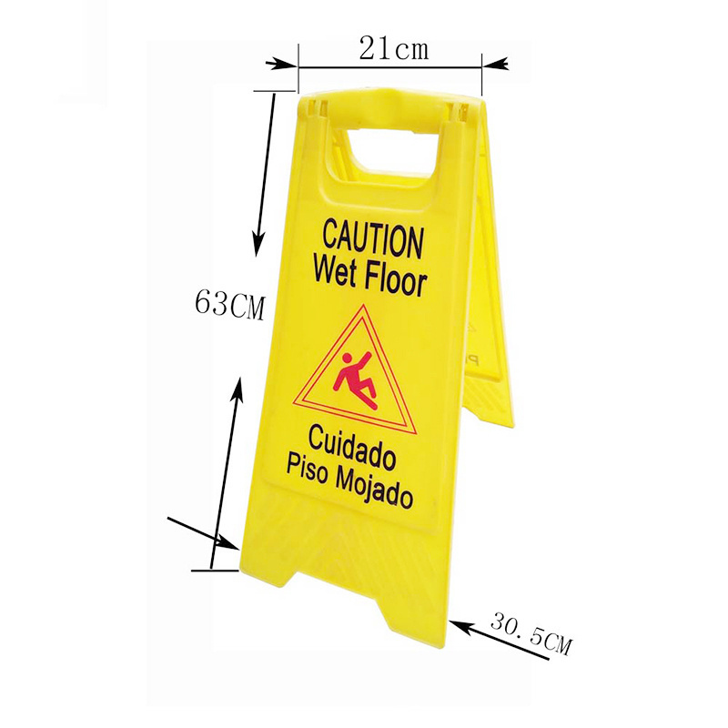 customized yellow plastic safety warning board cleaning caution wet floor warning sign