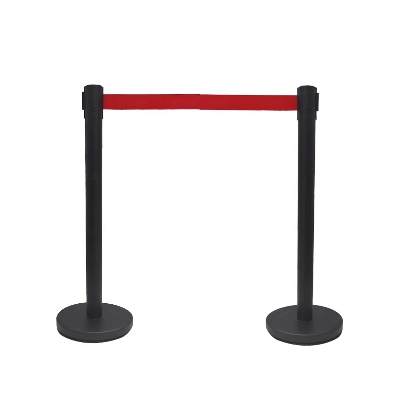 Hotel Crowd Control Stainless Steel Railing Stand Stanchion Queue Post With Belt